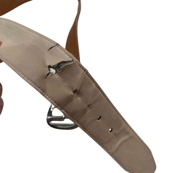 Michael Kors Women's Brown Leather Belt Silver Buckle Adjustable Chunky - Picture 5 of 7